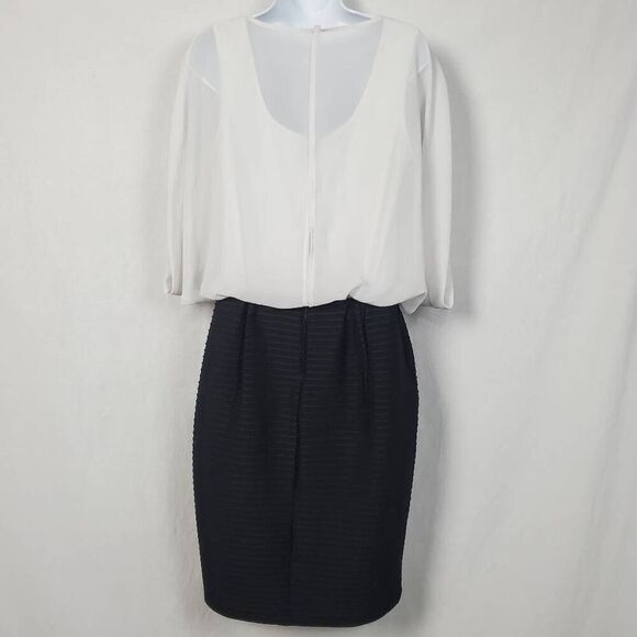 London Times 10 Black/White Fitted Dress - Picture 13 of 15